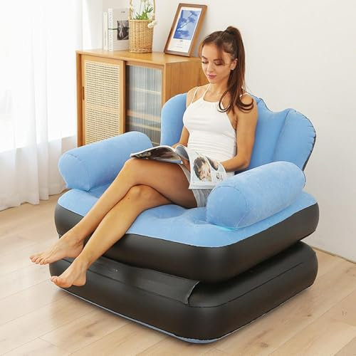 Ziennhu Aufblasbares Sofa, 5 in 1, aufblasbares Bett mit L-Armlehne, Faultiersofa für den Außenbereich, Liegesessel, tragbarer Sitz für Komfort, aufblasbarer Stuhl,