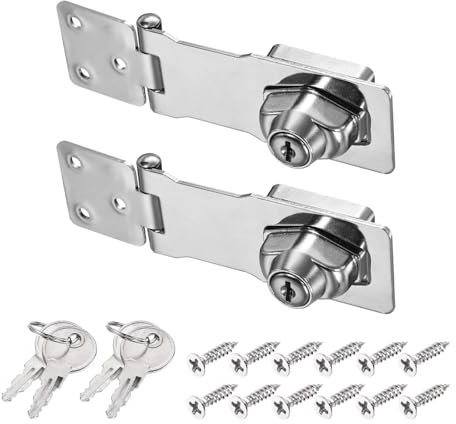 PATIKIL Serrature a Chiave, 2Pz 4 Pollici con Pomello Girevole, Chiusura a Chiave, Chiusure di Sicurezza Metallo per Piccole Porte di Armadi, con Chiave Uguale, Argento