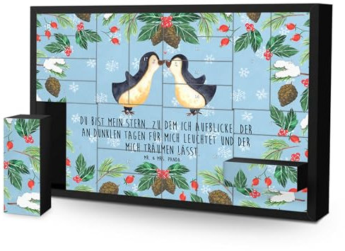 Mr. & Mrs. Panda Befüllbarer Adventskalender Pinguin Liebe - Geschenk, Pärchen, Liebespaar, Hocheitstag, Verlobung, Geschenk Hochzeitstag,