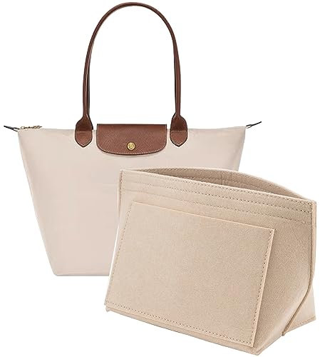 Bag Organizer, kompatibel mit faltbaren Tote Bags wie Le Pliage, mehrere Größenoptionen verfügbar Beige-L (Third-Party Accessory)