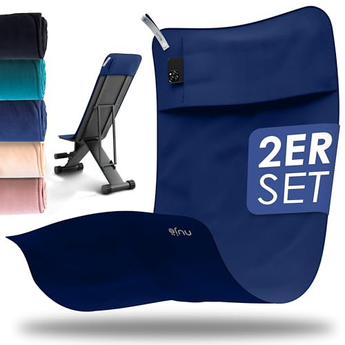 nujë Fitness Handtuch 2er Set MIT Geschenkverpackung I Mit Tasche Microfaser I Fitnesshandtücher I Extra groß & mit Umschlag I Sporthandtücher I Gym Towel Set