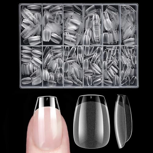 Venares Extra Short Coffin Nails Press on, 500 Pcs Soft Gel Nail Tips for Acrylic Extensions, 12 Sizes Full Cover Clear Nail Tips for Gel Extensions for Beginners