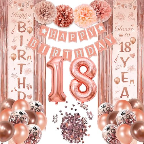 Decoration Anniversaire 18 Ans Fille, Ballon 18 ans anniversaire or rose, Ballons Confettis Or Rose, Décoration gâteau anniversaire or rose, pour Décoration de Fête D'anniversaire
