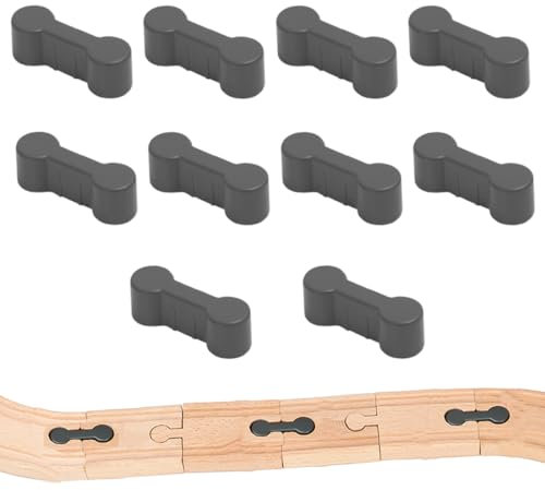 YAPKOLV 10 Stück Holzschienen Adapter Verbinder, Universal Holzschiene, Wiederverwendbare, Robustheit Gleisanschlussadapter aus Holz, für Spielzeugeisenbahnen Geburtstagsfeier (grau)