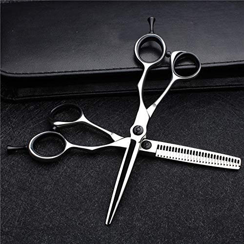 Friseurscheren-Set mit Ledertasche, scharfe Haarschneide- und Effilierschere – 5,5 Zoll Länge, perfekte Friseurschere für Männer und Frauen