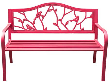 130cm Outdoor-Gartenbank 2-Sitzer Bank 280kg Belastbar, Eisenbank Park Patio Bank mit Vogel-Muster Rückenlehne, Outdoor-Möbel Doppelsitz für Balkon, Terrasse, Hof