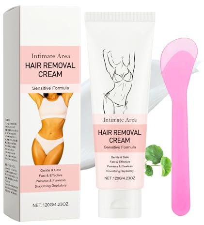 Hair Removal Cream for Body - Bikini & Intimate Areas - Gentle Painless Depilatory Cream for Women & Men - Smooth Hydrating Formula - Softens While Removing Unwanted Hair - 2pcs