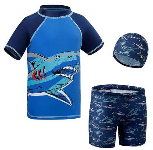 KAKU NANU Bañadores Niño Gorro Piscina Camiseta Proteccion Solar UV 11 12