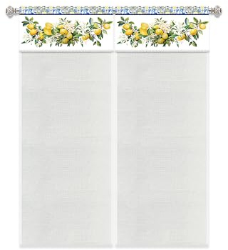 HOME ZEN HOUSEHOLD LINEN Camilla Tende con Balza ART CAMILLA, Set di 2, Tessuto Bianco Semi Spesso, 60 x 150 cm per Finestre, 60 x 240 cm per Portefinestre (LEMON, 60X150CM)