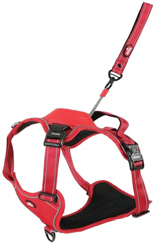 Zolux Easy Ride Geschirr für Hunde, integrierte Rollleine, 1,3 m, XL, Rot, atmungsaktiver Stoff, für Hunde 55-77 kg, Brustumfang 73-94 cm, reflektierende Streifen, Sicherheitsschnallen