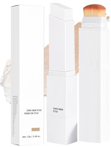 Fond de Teint Coréen Stick,Fond de Teint 2 en 1 avec Pinceau intégré,fond de teint blanc qui s'adapte à ta peau,Maquillage Hydratant à Couverture Modulable - Longue Tenue Résistant à l'Eau (Natural)