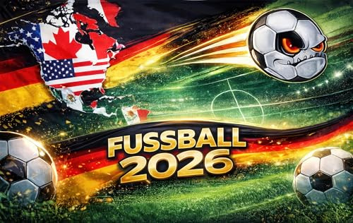 Pure Print Cut Fussball 2026 Aufkleber Set, 2 Stück, 23,7 x 15 cm, Sommer Design, Amerika Kanada Deutschland, Outdoor Sticker
