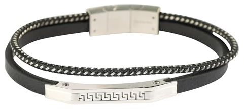 Akzent Armband Herren - Premium Armband Herren in Schwarz aus Kunstleder, 100% Wasserfest & Hautverträglich