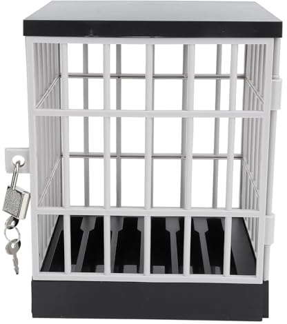 Phefop Mobile Phone Prison, Plastic Cell Phone Storage Jail Lock Up Safe Smartphone Stand for Home Table Office Classroom Family Party Gifts (Black Grey)