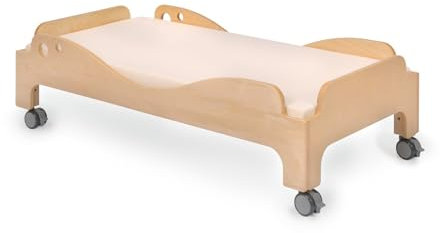 Vinkelau 1x Stapelbett mit Lattenrost + 4 Lenkrollen (ohne Matratze) / Material: Birke Multiplex/Oberfläche lackiert / 124x64x35 cm/Made in Germany