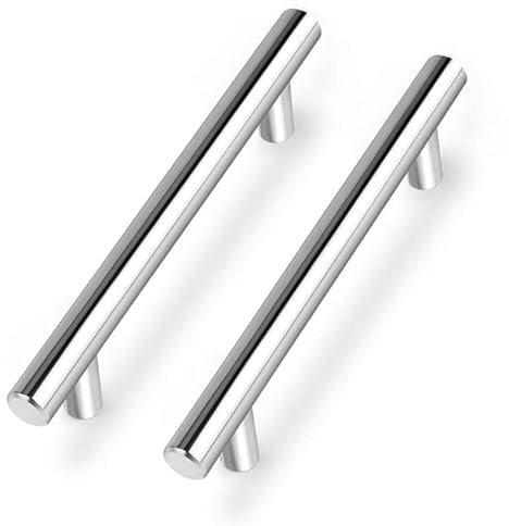Probrico 5 PCS Polished Chrome Kitchen Drawer Knobs Hole Spacing 128mm 5 Furniture Cabinet Door Handles Cupboard Pull Stainless Steel