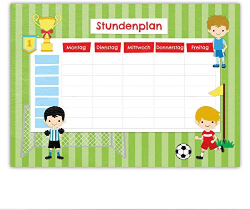 Papierdrachen Stundenplan DIN A4 Block - Motiv Fußball - zum Schulanfang - Geschenk für die Schule - Terminkalender und Wochenplan
