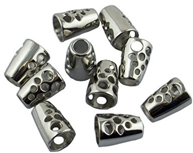 HAND JMTH0012 No.20 Designer Silver Tone Metal Cord Ends for Hoodies, Waist Cords, Bags etc, Set of 10 pcs