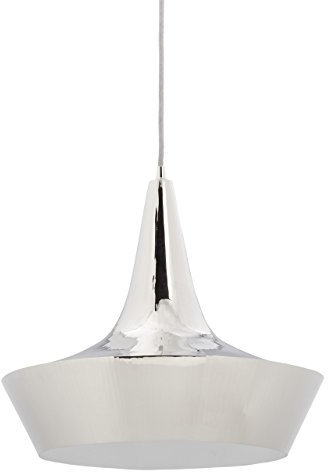 Relaxdays Hängelampe silber im 70er Jahre Look, Nickel Pendelleuchte einflammig, Disco Deckenlichthalter mit 40 cm D