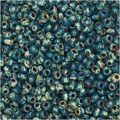 Miyuki Round Seed Beads, 11/0 Size, 8.5 Gram Tube, 4516 Opaque Montana Matte Picasso
