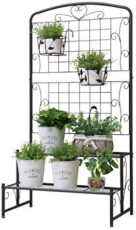 Mehrschichtiges Blumenregal 2 Tiers Flower Stand - Metall Pflanzen Stände - Innen/Außen/Garten/Balkon/Wohnzimmer Leiter Pflanze Blumentopf Regal Regale-Multi-Layer Stehregal Bonsai Display Reg