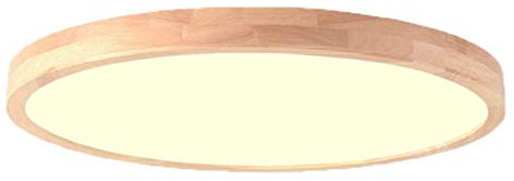 SJUN Deckenleuchte Holz Lampe Rund Holzlampe Eiche Deckenlampe Schlafzimmer Vintage Leuchte Decke Licht Retro Mit Led Rustikal Zimmerlampe Küchenleuchte Innen Wohnzimmer (70CM, Neutrales Licht)