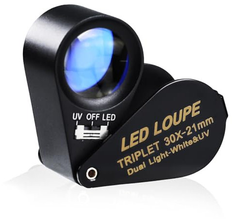 Schmucklupe Mit 30-Facher VergrößErung Und Uv- Und 6-Led-Licht, 21 Mm Optisches Glas, Triplett-Lupenlinse, Tragbares HandvergrößErungswerkzeug