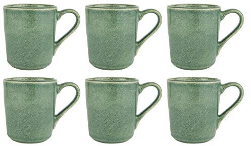 6x Becher, Tasse GREEN DUNES H. 10,5cm grün aus Steingut Ib Laursen