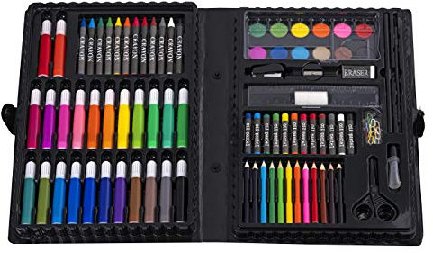 ADEPTNA 90 PCS ARTIST SET - CHILDRENS COLOURING SET - INCLUDES A PORTABLE CARRY CASE PERFECT AS KIDS AND CHILDREN GIFT XMAS (90 PCS ART SET)