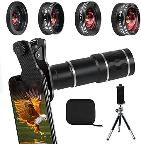 Handy-Kamera-Objektiv-Set für iPhone, Samsung, Android, 20-faches Teleobjektiv, Weitwinkel- und Makro-Objektiv, Fisheye, CPL-Objektive, 7, 6 Plus und anderen Smartphones