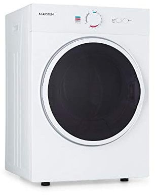 Klarstein Jet Set - Secadora de ropa por salida de aire, Potencia 1020 W, 2 niveles, Temporizador 20-200 min., Tambor de acero inoxidable, Capacidad 3 kg, 60 dB, 49 x 69 x 47,5 cm, Blanco seda