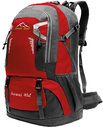 OcioDual Wanderrucksack 40L Rot, Travelite Rucksack, Arbeitsrucksack Herren, Wanderrucksack Herren, Rucksack Wasserdicht, Reiserucksack, Camping, Survival und Outdoor-Sport