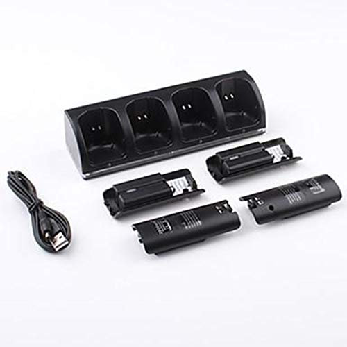 B Blesiya Lade Dock Station + 4 * 2800mAh Batterien Für Wii Remote Controller - Schwarz