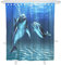 Duschvorhang Anti-Schimmel, Fansu 3D Drucken 100% Polyester Bad Vorhang Wasserdicht Anti-Bakteriell mit C-Form Kunststoff Haken mit 12 Ringe für Badzimmer (Blauer Delphin,165x180cm)