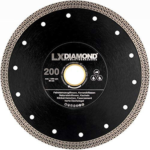 LXDIAMOND Diamant-Trennscheibe 200mm x 25,4mm PREMIUM Diamantscheibe für Feinsteinzeugfliesen Fliesen Natursteinfliesen extra dünn Trennscheibe 200 mm