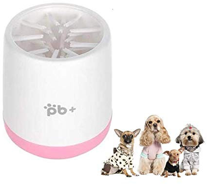 Pet Paw Cleaner Cup for Dogs Cat Foot Washer Cup Portable Cleaning Brush Dog Claw Care with Removable Soft Silicone Bristles for Cleaning Dirty and Muddy Paw,Small Pink 10x8.6CM