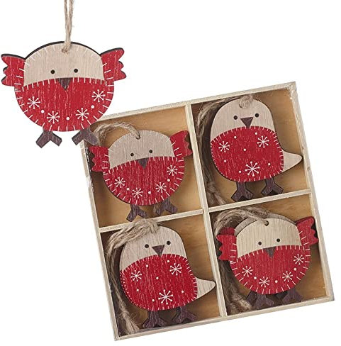 Heaven Sends Wooden Winter Robin Christmas Tree Decorations