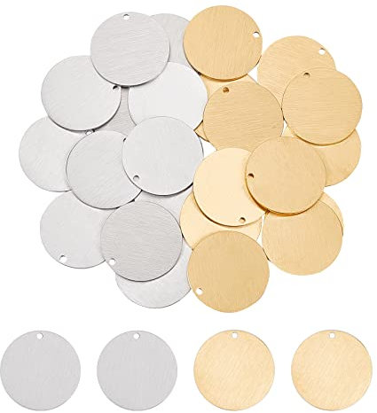 UNICRAFTALE 24Pcs 2 Farben Runde Metallrohlinge Anhänger 304 Edelstahl Blanko Stempel Anhänger 20mm Stanzen Blanko Tags Charms Hundemarke Haustier ID Tags Für Ohrringe Halskette Schmuckherstellung
