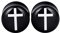 Longbeauty 2er Set Schwarz Acryl Kreuz Rund Flesh Tunnel Plugs 12mm