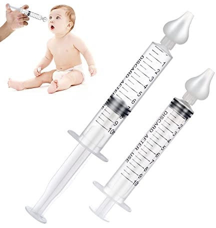 2 Stück Spritzen-Nasenreiniger, sicher, ungiftig, bequem und geschmacksneutral, tragbar, wiederverwendbar, mit Silikonkopf, geeignet für Säuglinge und Kleinkinder