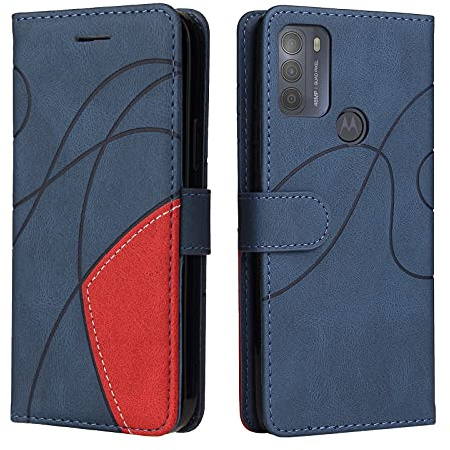Fatcatparadise Coque pour Motorola Moto G50, Etui en Cuir PU Portefeuille Housse Fermeture Magnétique und Flip Protection Case avec Antichoc TPU, Etui à Rabat, Fentes pour Cartes (Bleu)