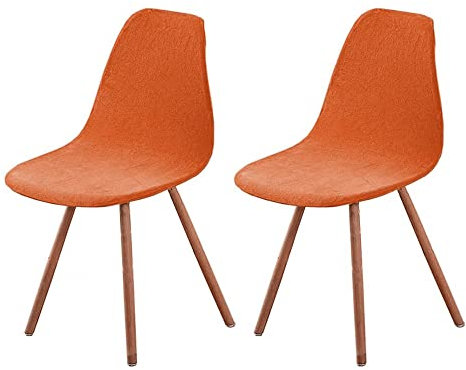 Schalenstuhl Bezug,Velvet Stretch Stuhlhussen 2er Set,Moderne Stuhlbezug Abnehmbar Waschbar Spannbezug Chair Cover für Esszimmerstühle Schwingstuhl Hochzeit Büro Bankette Partys Deko Gelb