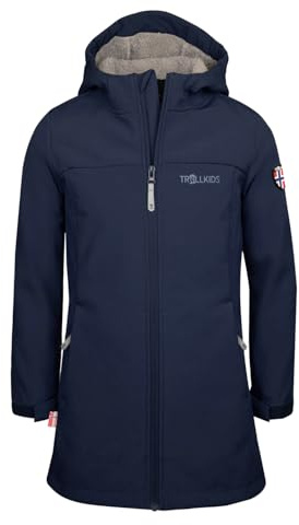Trollkids Girls Kristiansand Coat | Wasserdicht und atmungsaktiv, Weiches Teddy-Fleece-Innenfutter, Angeschnittene Kapuze, Zwei Hüfttaschen mit Reißverschluss