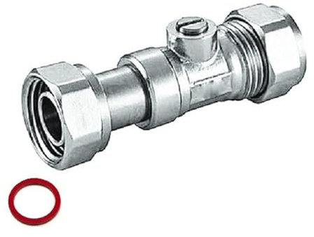 UKDD® 15mm Service Valve Straight 1/2 Inc. Washer Chrome