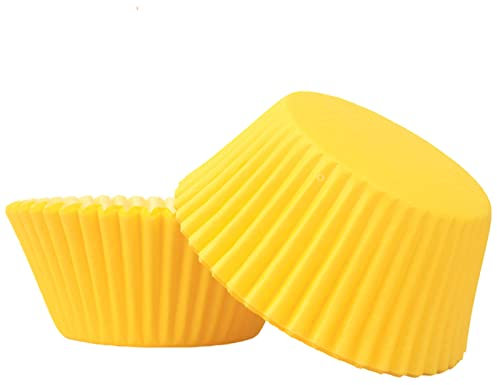 100P Yellow Small Paper Cupcake Cases Baking Cups,Greaseproof Cupcake Cases for Baking,Mini Muffin Wrappers Cases Muffin Cups Cupcake Liner Bulk,Paper Baking Cases for Cupcakes,Wedding,Birthday Party