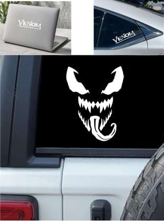 02 Venom Car Stickers and SpiderMans Decals Spider Vinyl Stickers for Man Bike, Laptops, Boys Room, Walls, Skateboards, Truck, Van and Window, 5.5 Wide Each, White