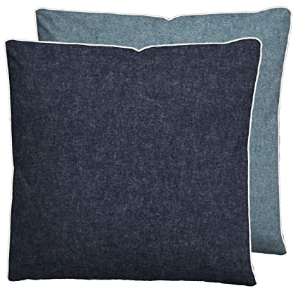 biberna Premium-Melange-Flanell Kopfkissenbezug 80x80 cm blau – Biber | 100% Baumwolle, wärmend & weich | mit Paspel & Reißverschluss | Winter-Kopfkissenbezug Uni | Modell 0840500
