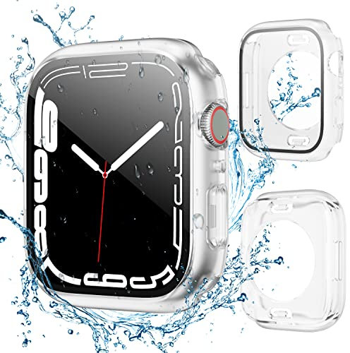 owlhold Wasserdicht Hülle für Apple Watch Series 6/SE/5/4 44mm, 360 Grad Cover mit eingebautem Panzerglas Displayschutz Outdoor Case IP68 Schutzhülle für Apple Watch Series 6/SE/5/4 44mm -Klar