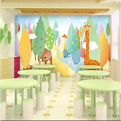 Papier Peint Animaux De La Forêt De Dessin Animé Papier Peint Papiers 3D Papier Décor À La Maison Papier Peint Mural Papiers Peints Pour Salon Chambre Murs Papier Peel And Stick Auto- 140(L)x70(H) cm