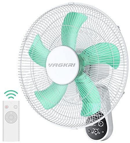 ZASTION VAGKRI Wall Mount Fan, 16 Inch Wall Fan with 5 Blades, 5 Speeds, 8 Hour Timer, 90° Oscillating Quiet Fan with Remote for Home Office Bedroom Living Room Garage